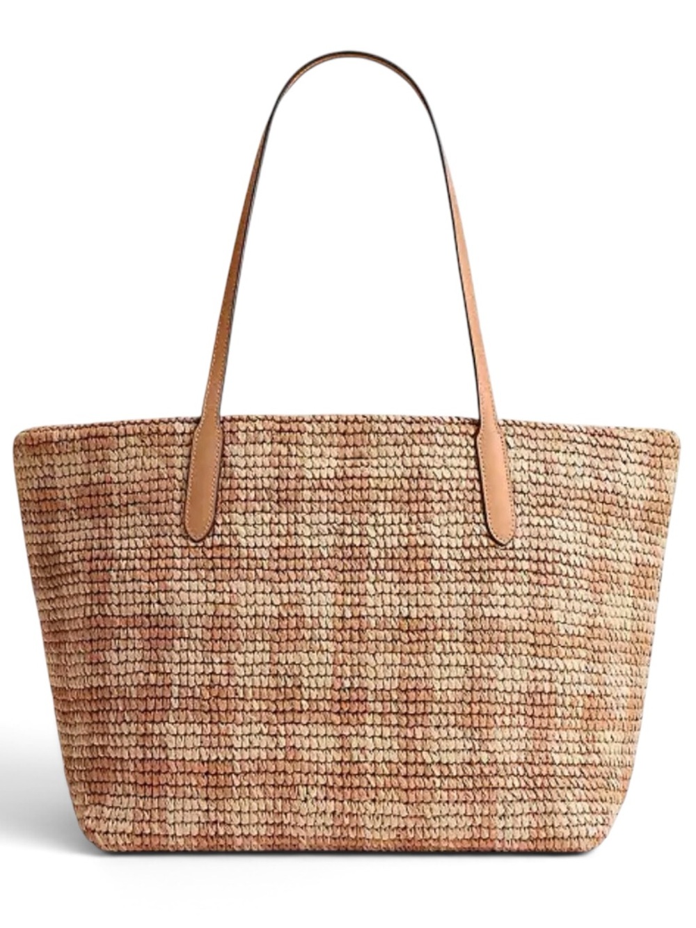 COACH City Tote in Gingham Straw w/Leather Trim - Picture 2 of 9